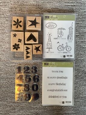Lot of four stamping up rubber stamp sets for scrapbooking or crafts